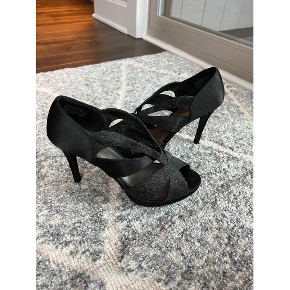 Black Satin & Glitter Heels - Size 8 - Picture 4 of 4
